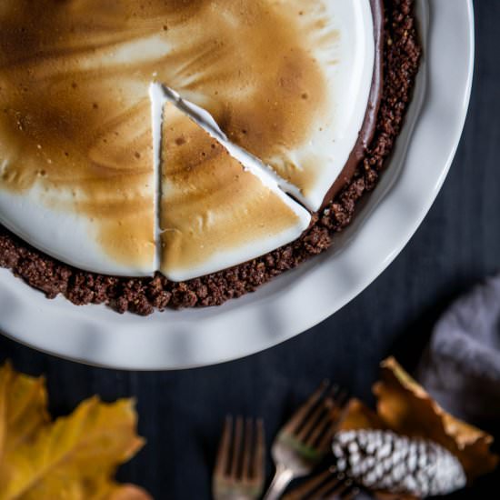 No Bake Chai Chocolate Bourbon Pie