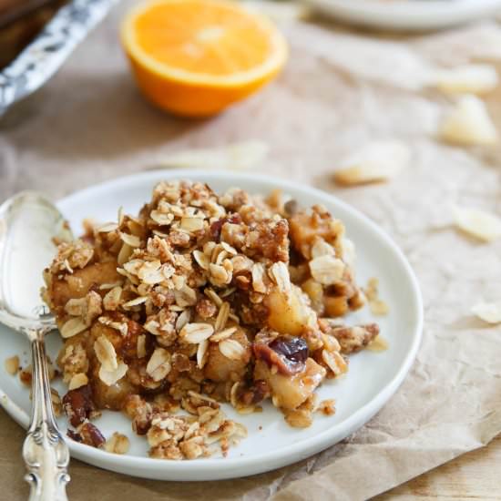 Orange Ginger Pear and Quince Crisp