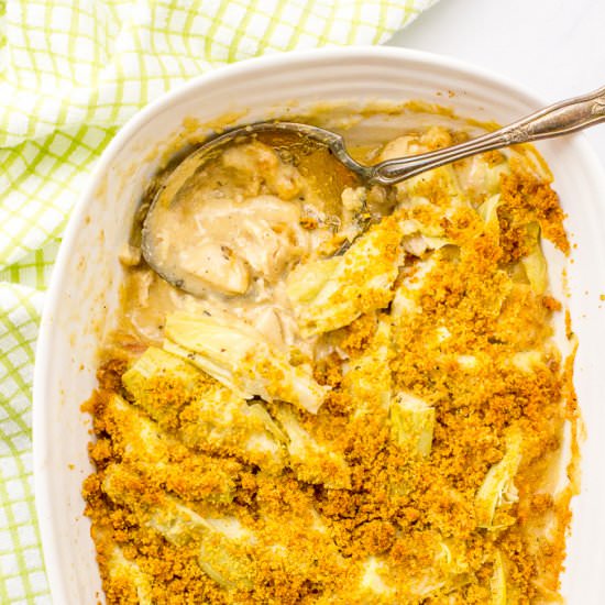 Creamy turkey artichoke casserole