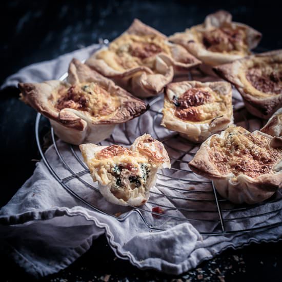 Spinach, Gruyere & Bacon Quiches