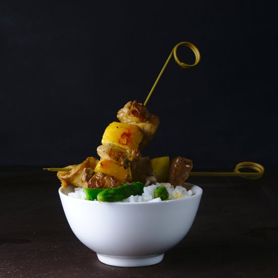 Skewers of Pork and Apple Sirloin