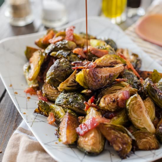 Bacon Balsamic-Roasted Brussels Sprouts