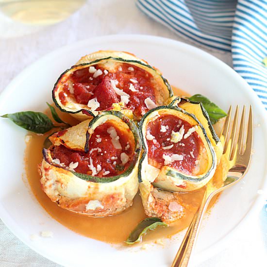 Skinny Zucchini Lasagna Rolls