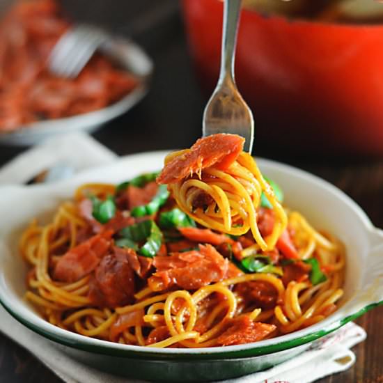 Smoked Paprika-Salmon Spaghetti