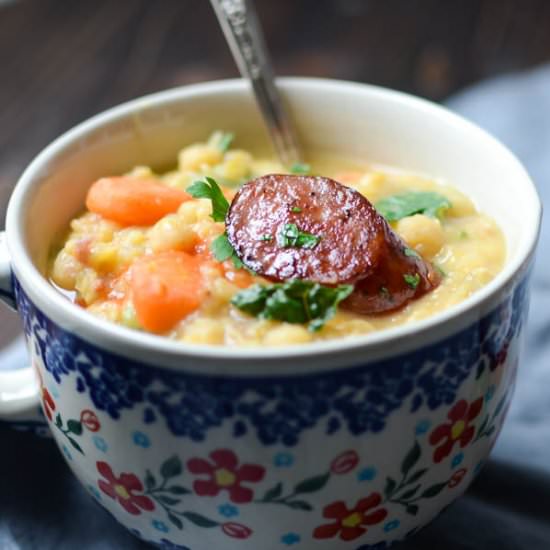 Yellow Peas with Smoked Sausage