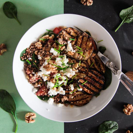 Aubergine and Goats Cheese Salad