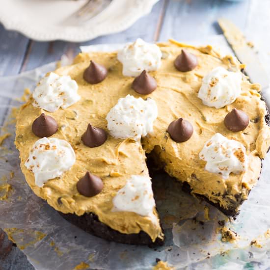 No Bake Pumpkin Chocolate Cheesecake