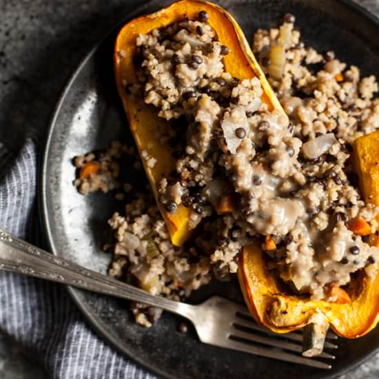 Millet & Lentil Stuffed Squash