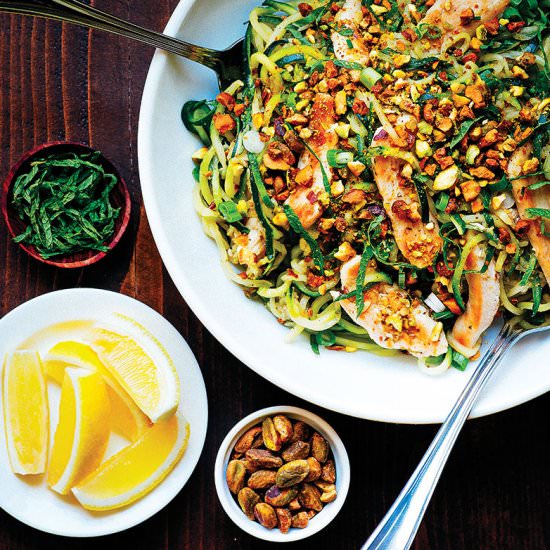 Zucchini with Chicken & Pistachios