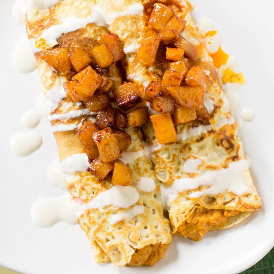 Sweet Pumpkin Stuffed Crepes