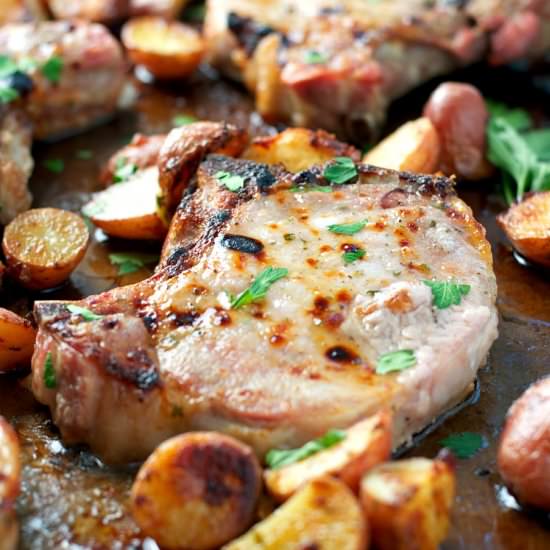 One Pan Ranch Pork Chops & Potatoes