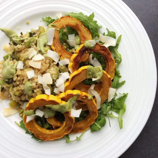 Squash Celeriac and Matcha Tahini