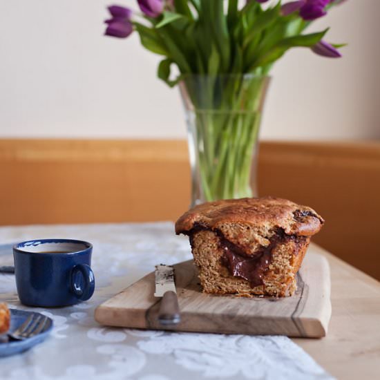 Banana bread filled with ‘nutella’