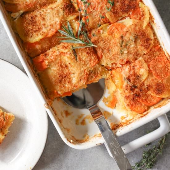 Two Potato Gratin w/ Goat Cheese