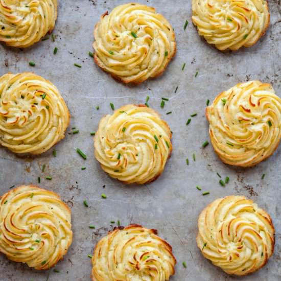 Cream Cheese Chive Duchess Potatoes