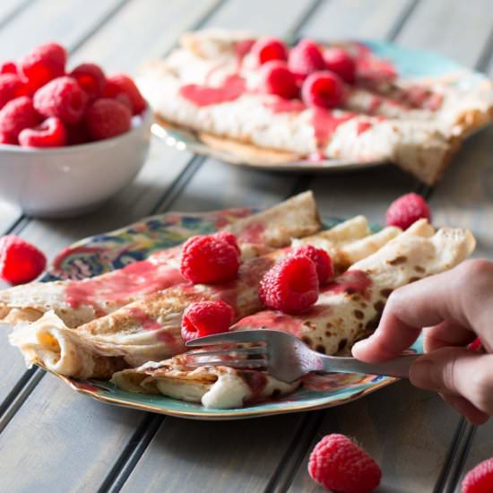 Lemon Ricotta Crêpes with Raspberry