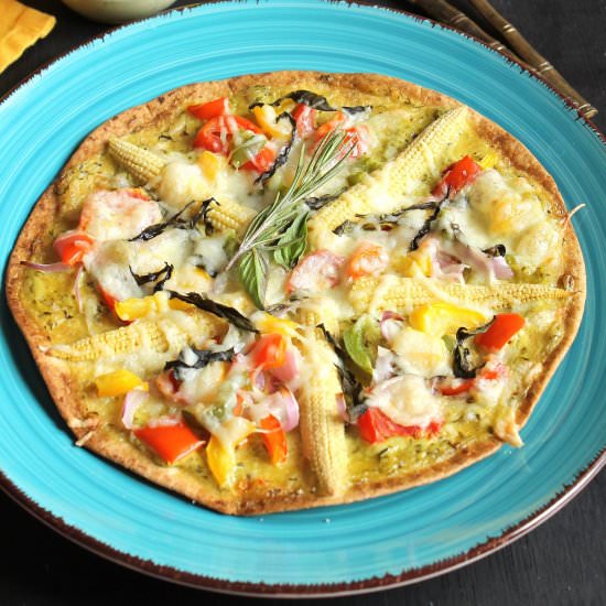 Veg Tortilla Pizza With Mint Mayo