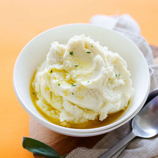 Brown Butter and Sage Fluffy Mashed Cauliflower