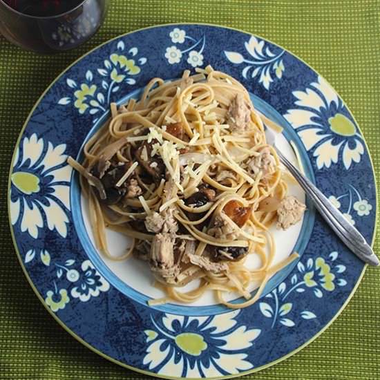 Leftover Turkey Pasta + Mushrooms