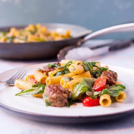 Easy Pesto Pasta with Sausage