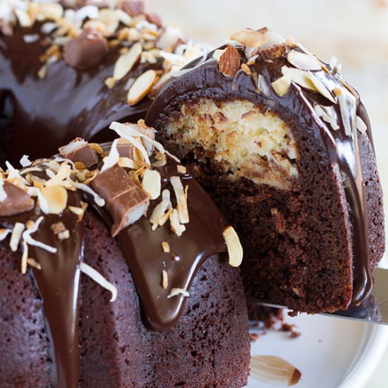 Almond Joy Filled Bundt Cake