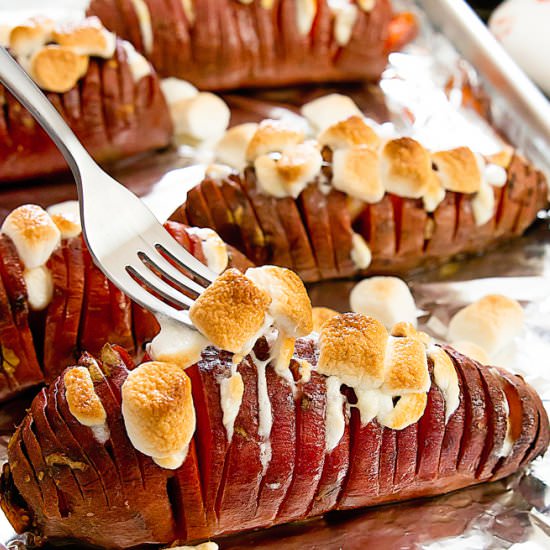 Marshmallow Hasselback Sweet Potato