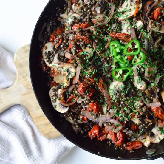 Hearty lentil skillet