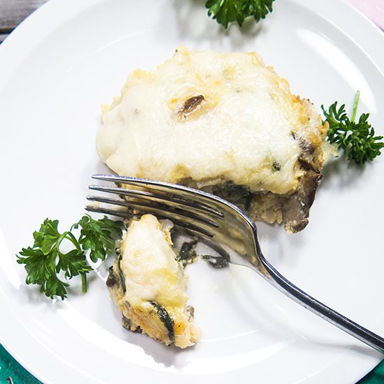 Spinach Mushroom Cheesy Rice Casserole