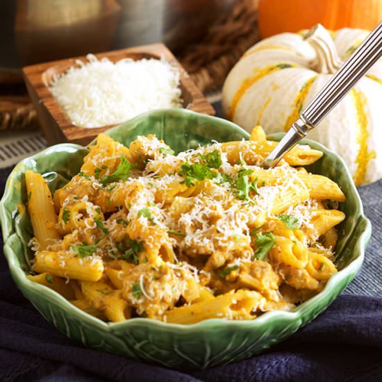 Pumpkin Pasta with Sausage and Sage