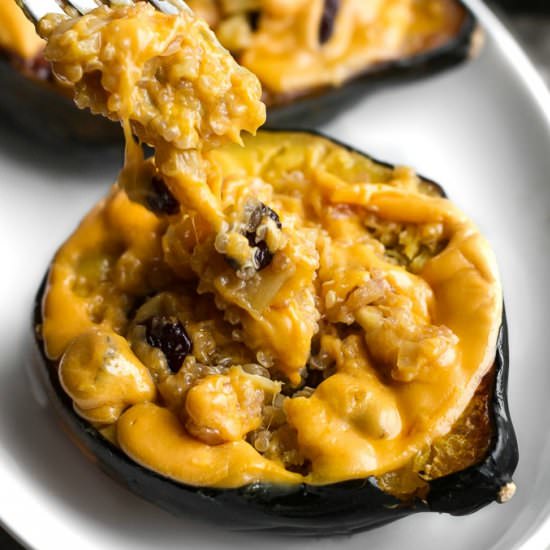 Cheezy Apple Quinoa Stuffed Squash