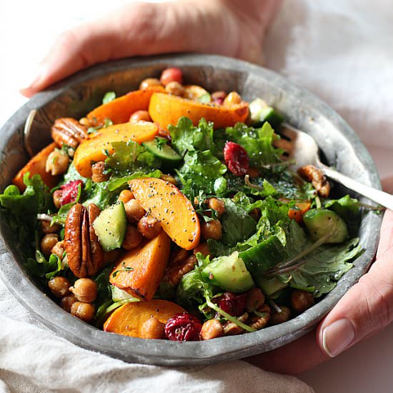 KALE SALAD WITH CHICKPEAS, CRANBERR