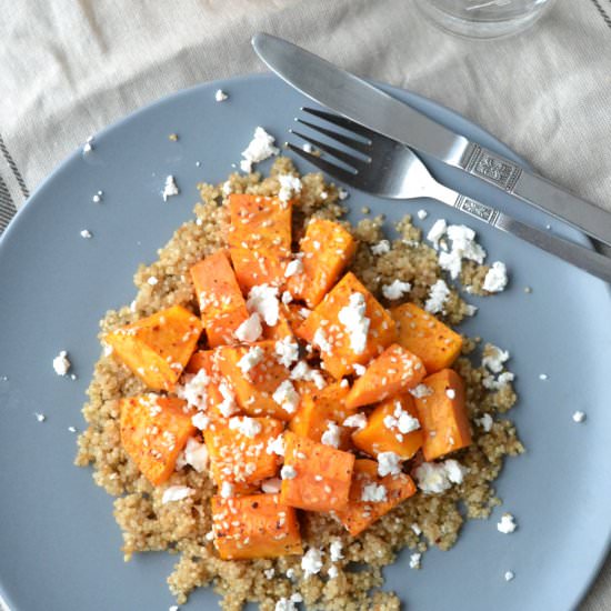 Quinoa with pumpkin and feta