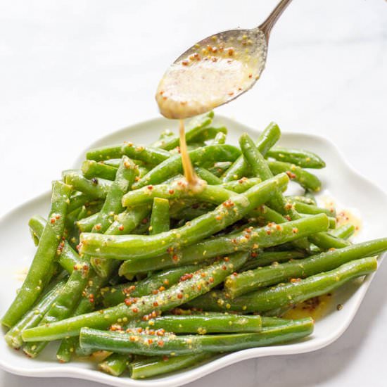 Green beans + mustard butter sauce