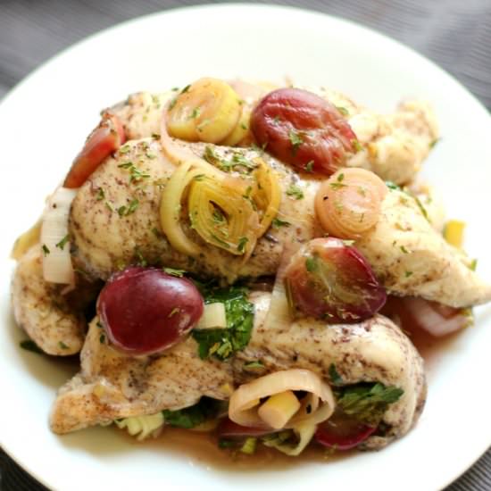 Chicken with Roasted Grapes & Leeks
