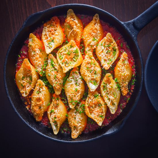 Skillet Stuffed Pasta Shells