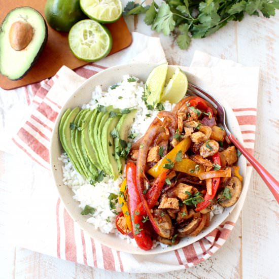 Leftover Turkey Fajita Rice Bowl