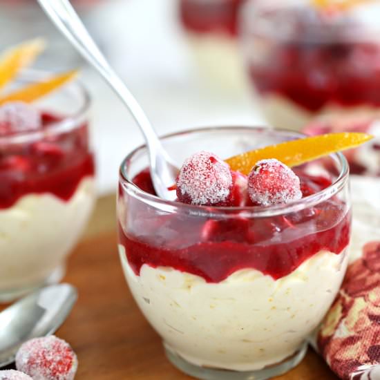 Orange Mousse with Cranberry Sauce