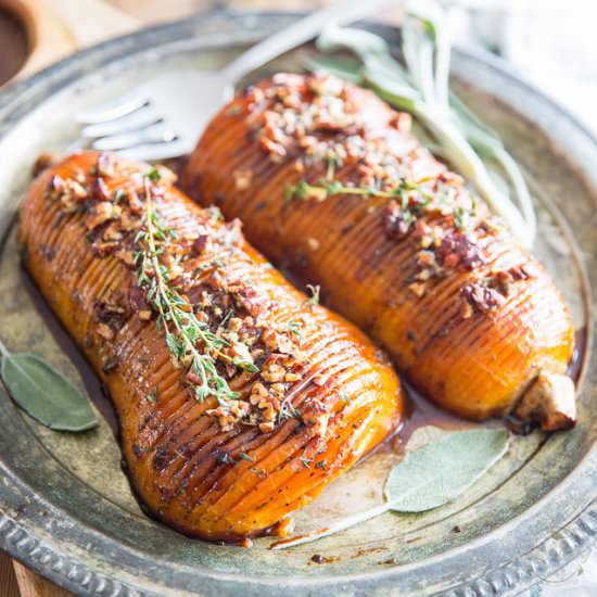 Honey Glazed Hasselback Butternut Squash