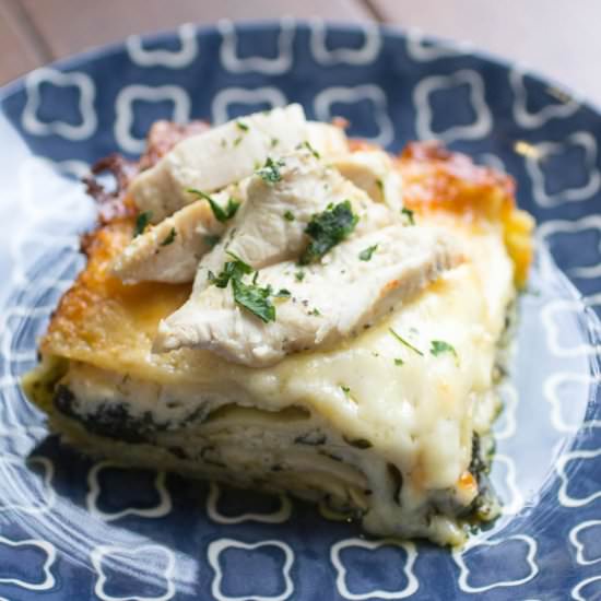 Chicken Alfredo Lasagna with Spinach