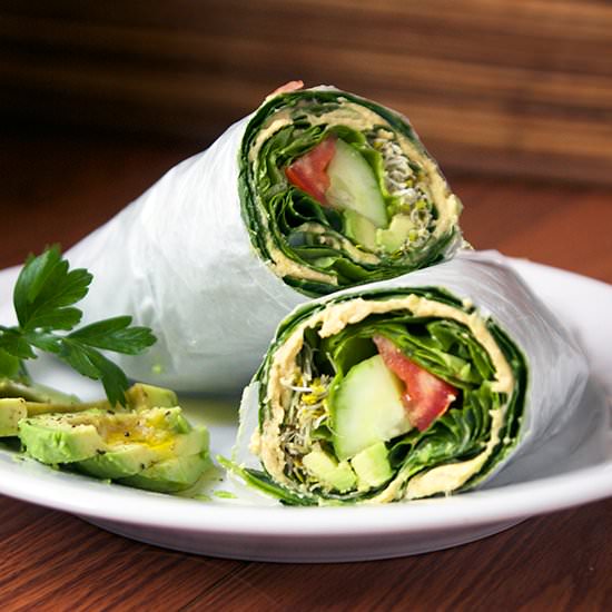 Collard Greens Hummus Wrap