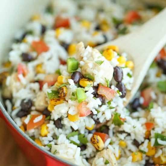 One Pot Beans, Chicken and Rice