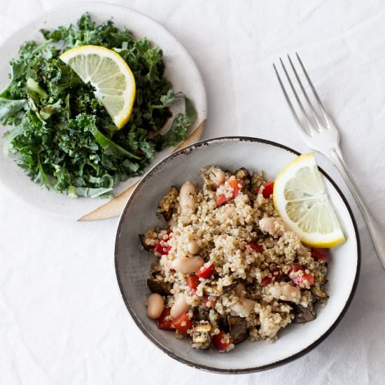 Quinoa with White Beans & Eggplant