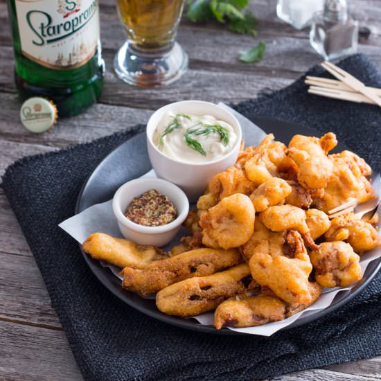 Beer battered mushrooms