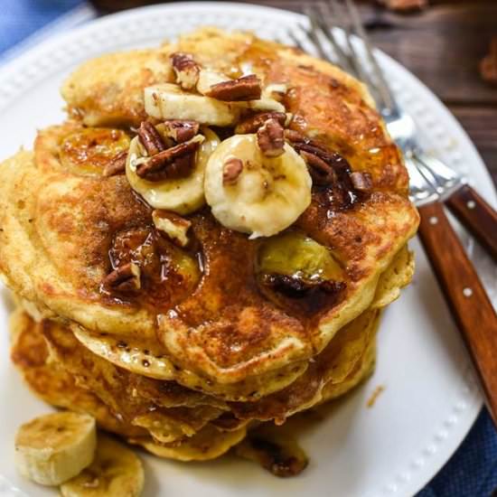 Banana Pancakes with Toasted Pecans