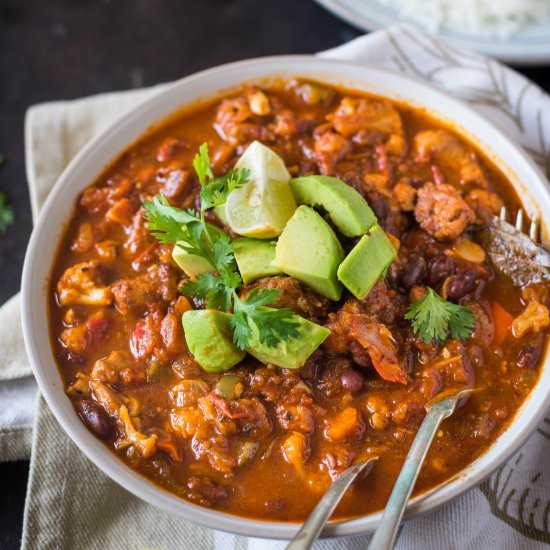 Cauliflower Chicken Chili