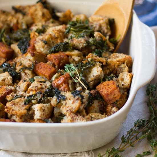 Tempeh Sausage & Kale Stuffing