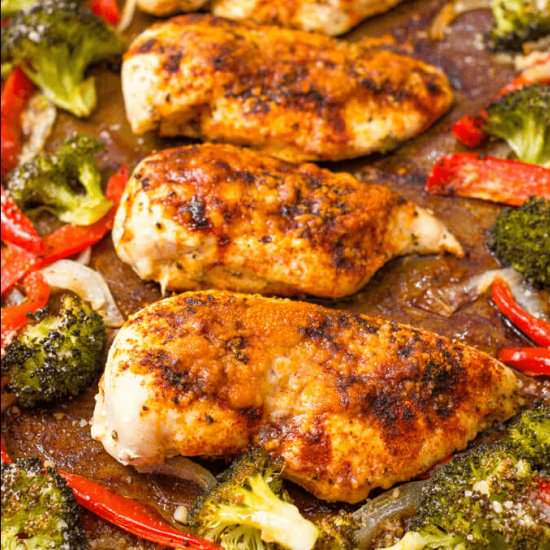 Sheet pan chicken with broccoli