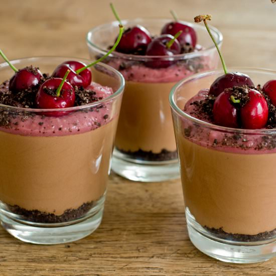 Chocolate Cherry Glasses with Oreo