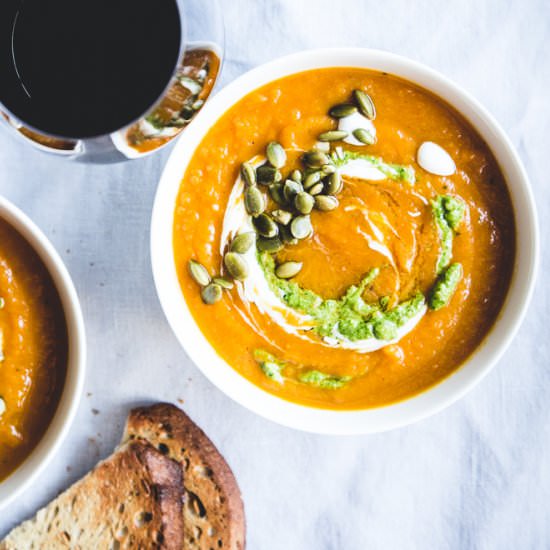 Roasted Carrot & Sweet Potato Soup