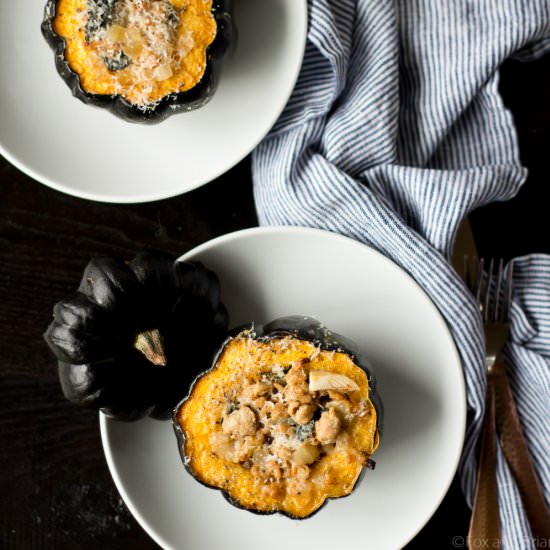 Sausage and Kale Stuffed Acorn Squash